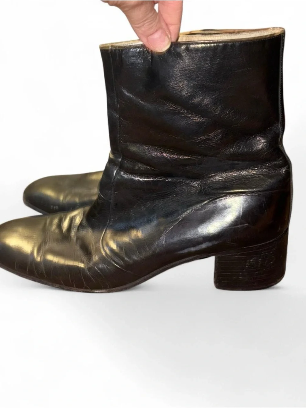 Men's Black Leather Zip Ankle Boots
